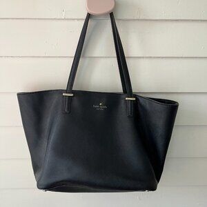 Kate Spade New York Black Leather Zip Top Tote Bag